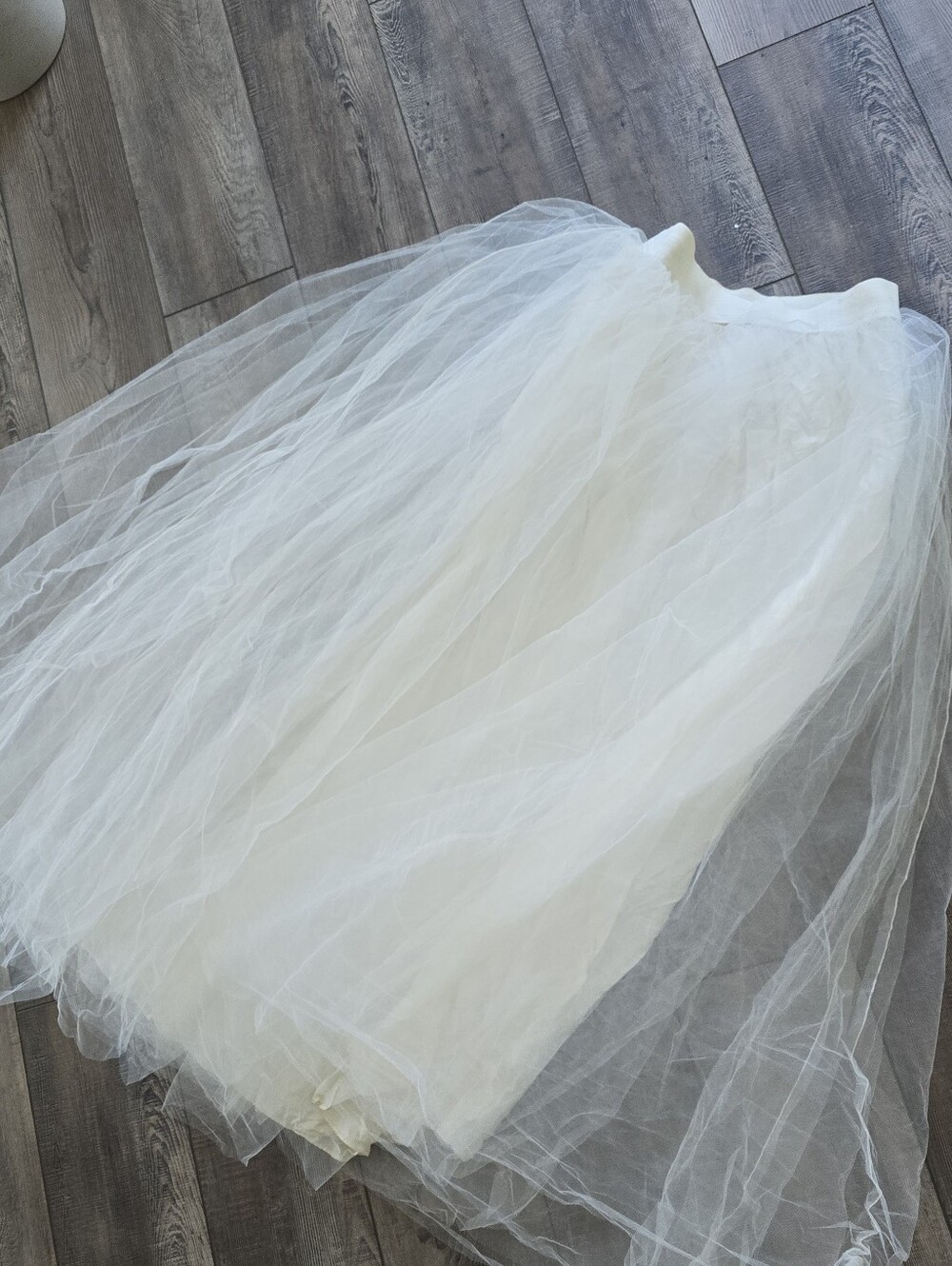 White/ivory Tulle Full-Length Skirt